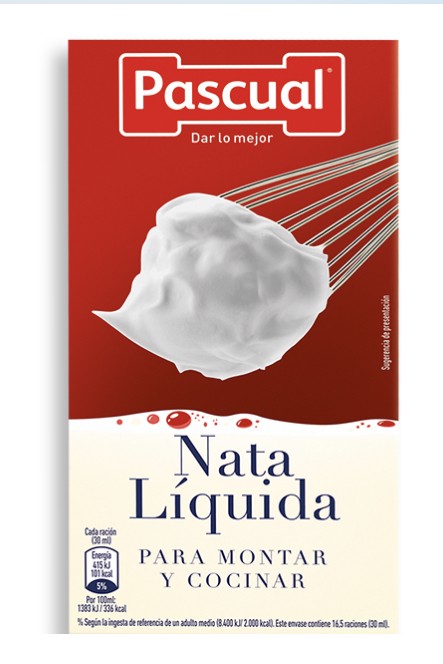 Nata Líquida Pascual para Montar y Cocinar 500 ml, Nata, Lácteos y  Bebidas Vegetales